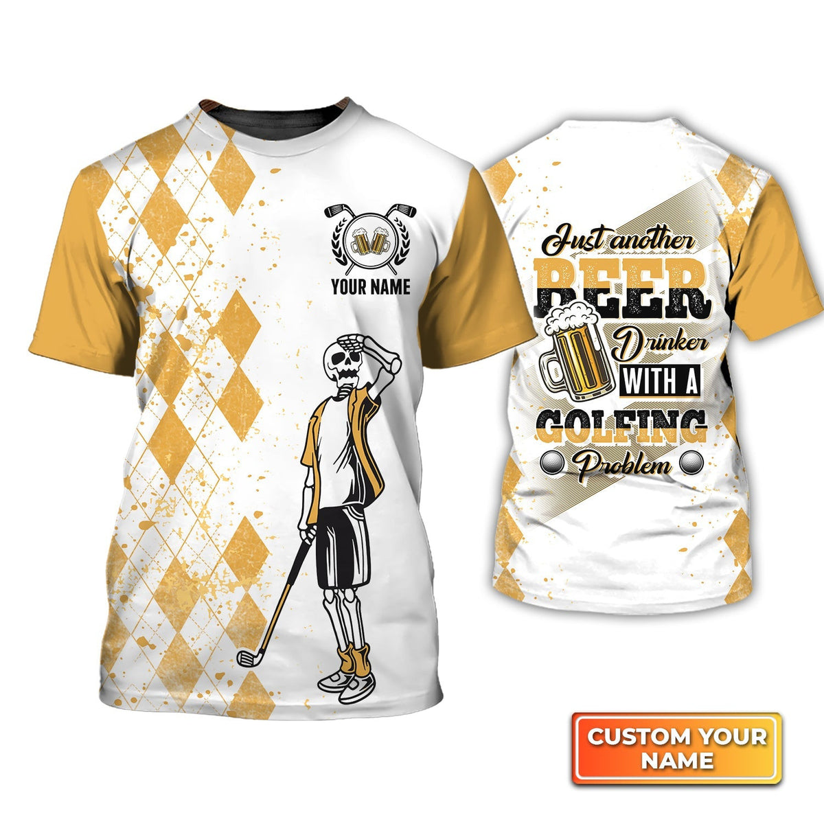 Just Another Beer, Drinker With A Golfing Problem, Personalized Name 3D Tshirt Gift For Golfer