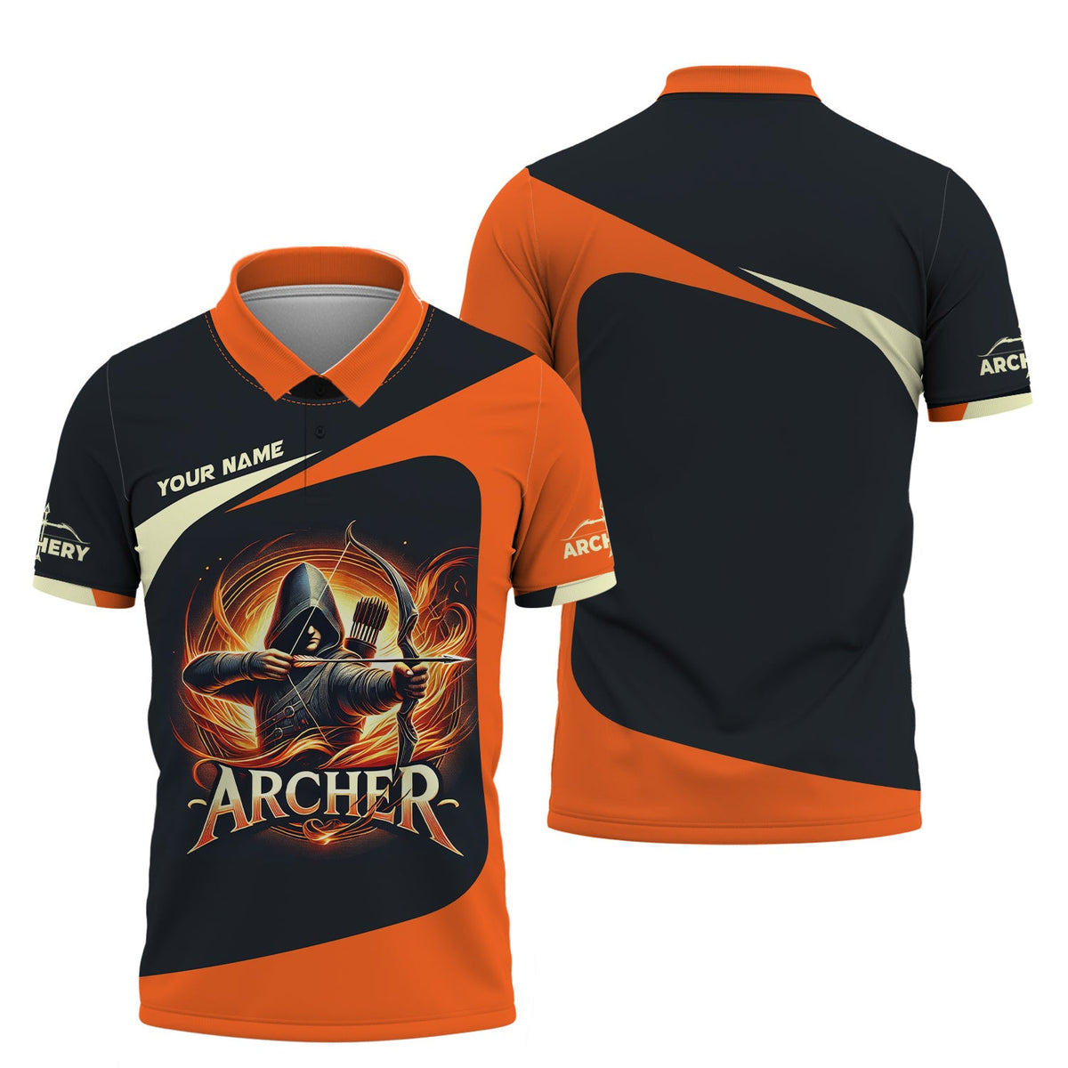 Custom Name Archer Magic T-Shirt 3D, Archery Polo Shirts, Lightweight Sportswear, Gift for Archers