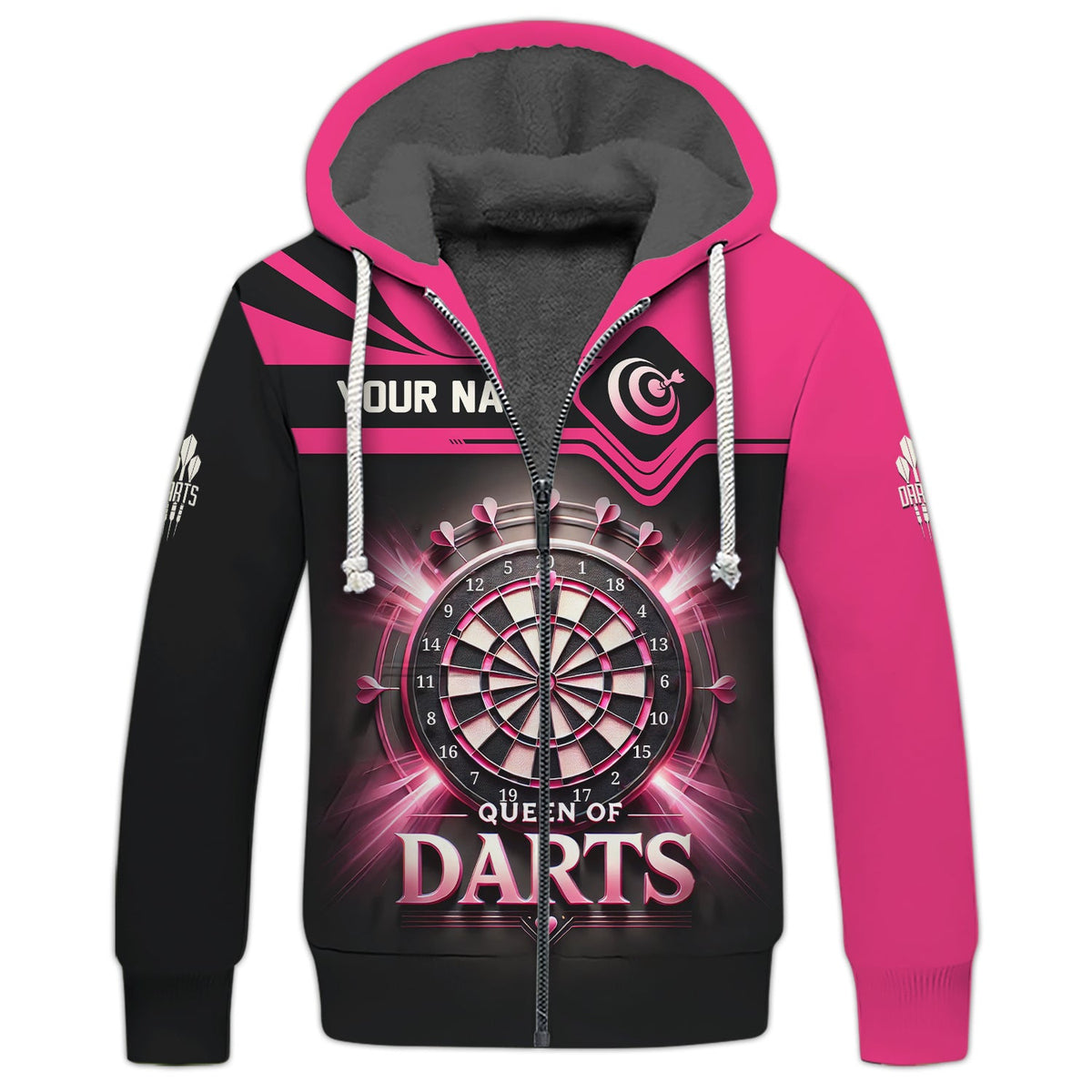 Queen Of Darts Pink Custom Name 3D T-Shirt, Polo Shirt For Darts Player, Darts Shirts, Gift For Darts Lovers