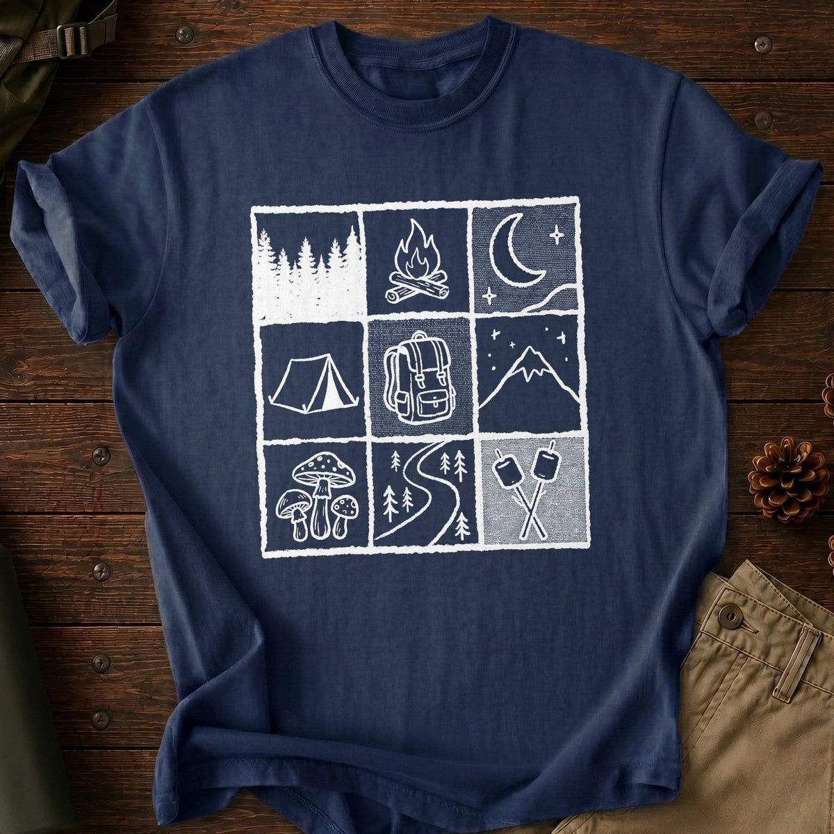 Vintage Camping Grid T-Shirt