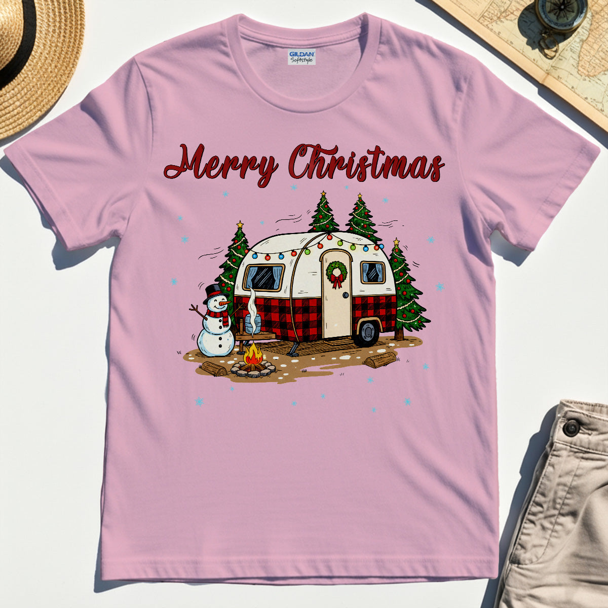 Vintage Merry Christmas Winter Adventure For Camper Graphic T-Shirt
