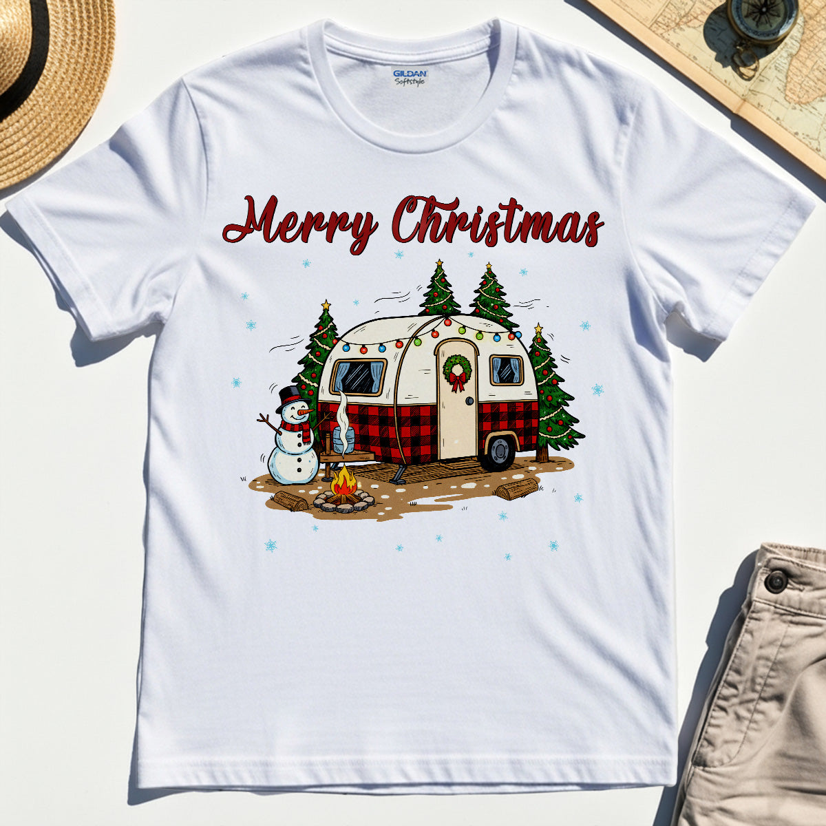 Vintage Merry Christmas Winter Adventure For Camper Graphic T-Shirt
