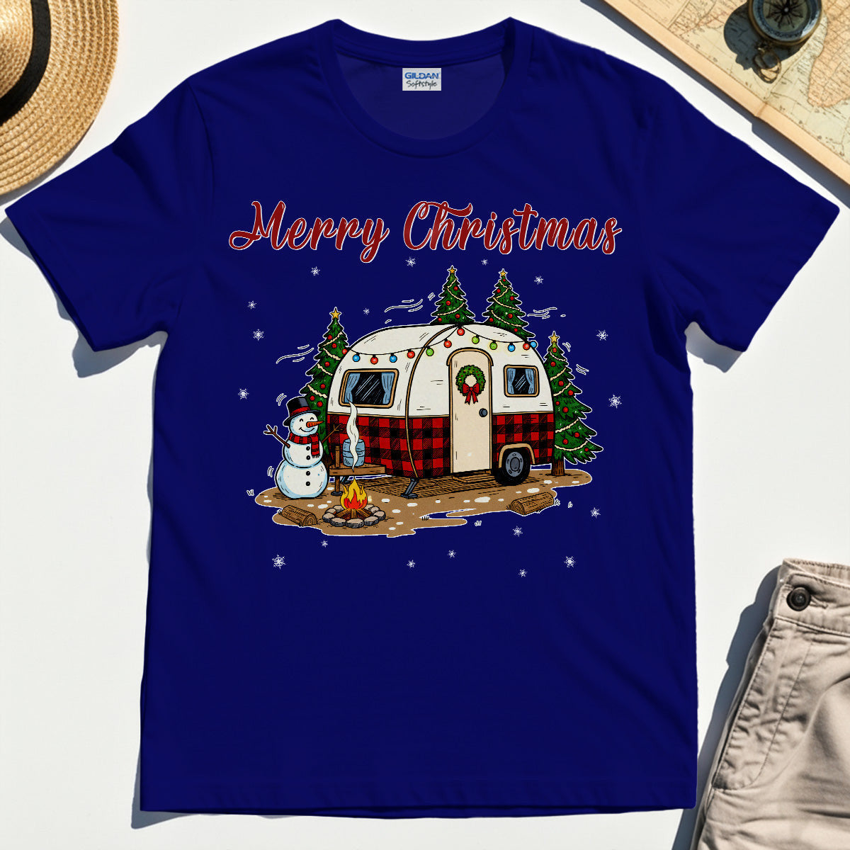 Vintage Merry Christmas Winter Adventure For Camper Graphic T-Shirt