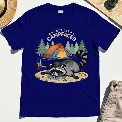 Let’s Get Campfaced Raccoon Camping Graphic T-Shirts