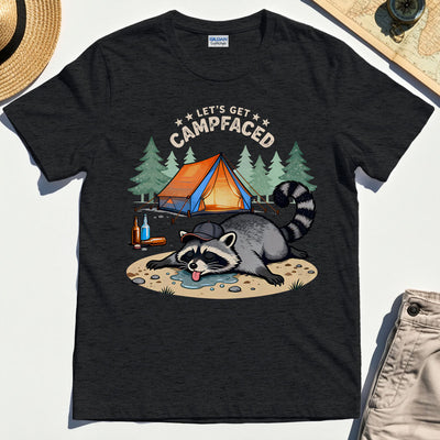 Let’s Get Campfaced Raccoon Camping Graphic T-Shirts