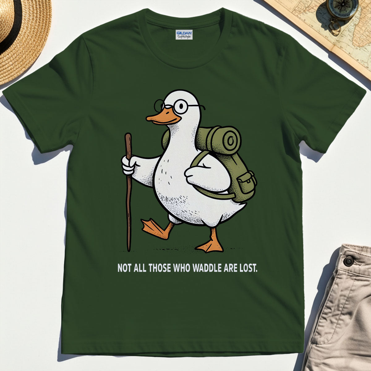 “Waddle Are Not Lost” Camping Trail Pun Duck T-Shirt