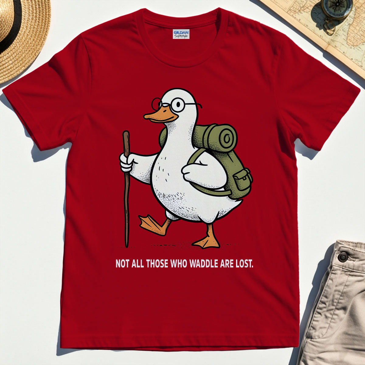 “Waddle Are Not Lost” Camping Trail Pun Duck T-Shirt