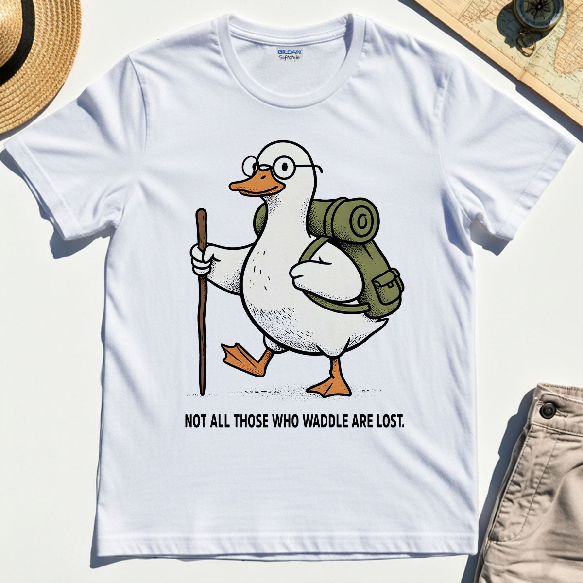 “Waddle Are Not Lost” Camping Trail Pun Duck T-Shirt