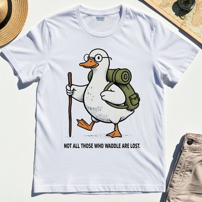 “Waddle Are Not Lost” Camping Trail Pun Duck T-Shirt
