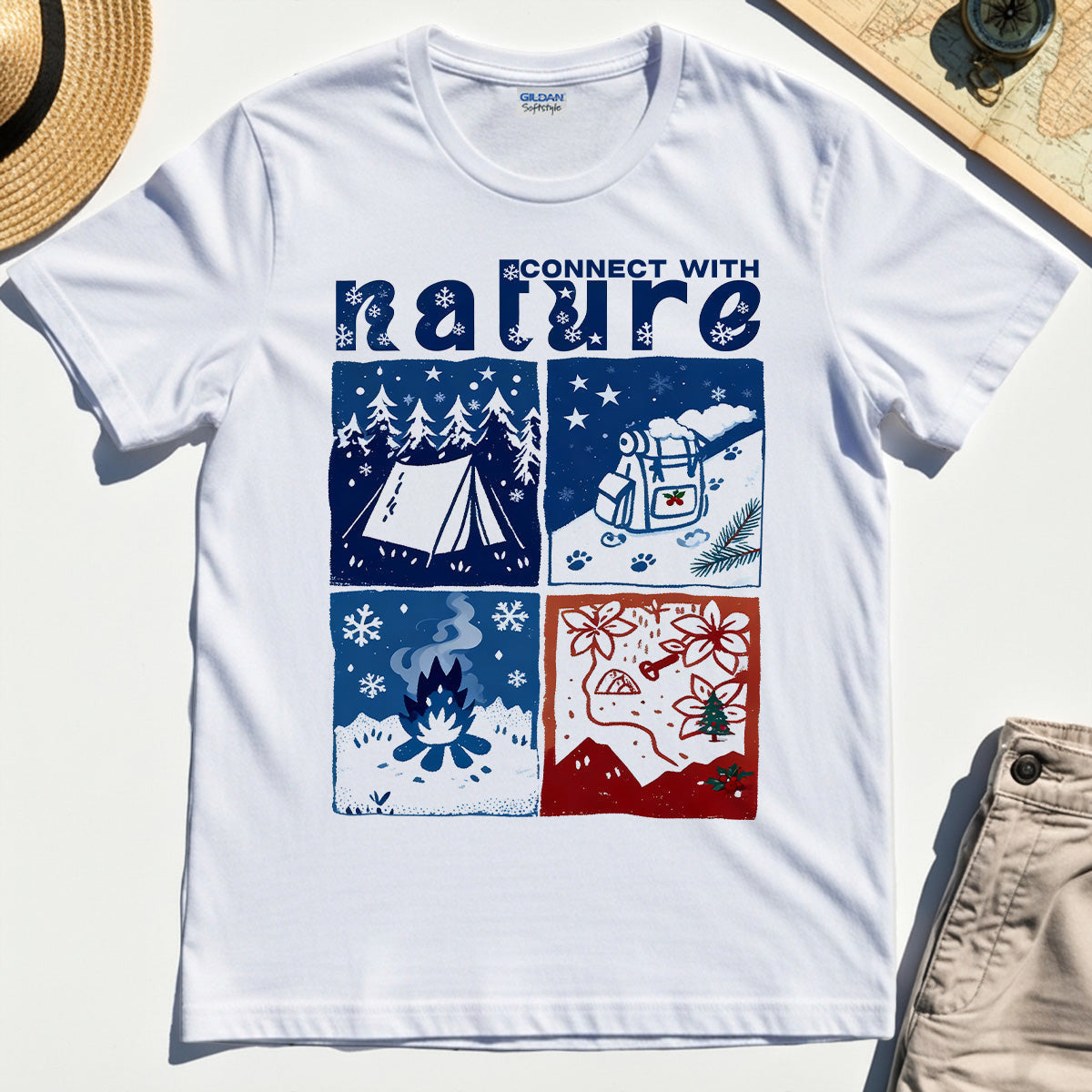 Connect With Nature Winter Camping T-Shirt