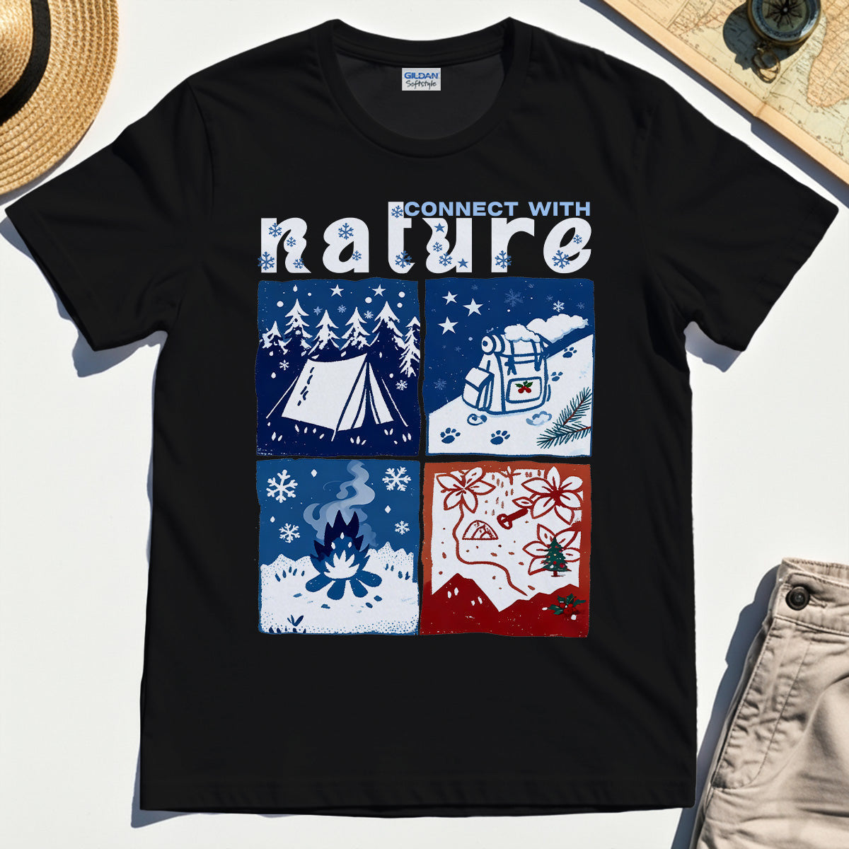 Connect With Nature Winter Camping T-Shirt