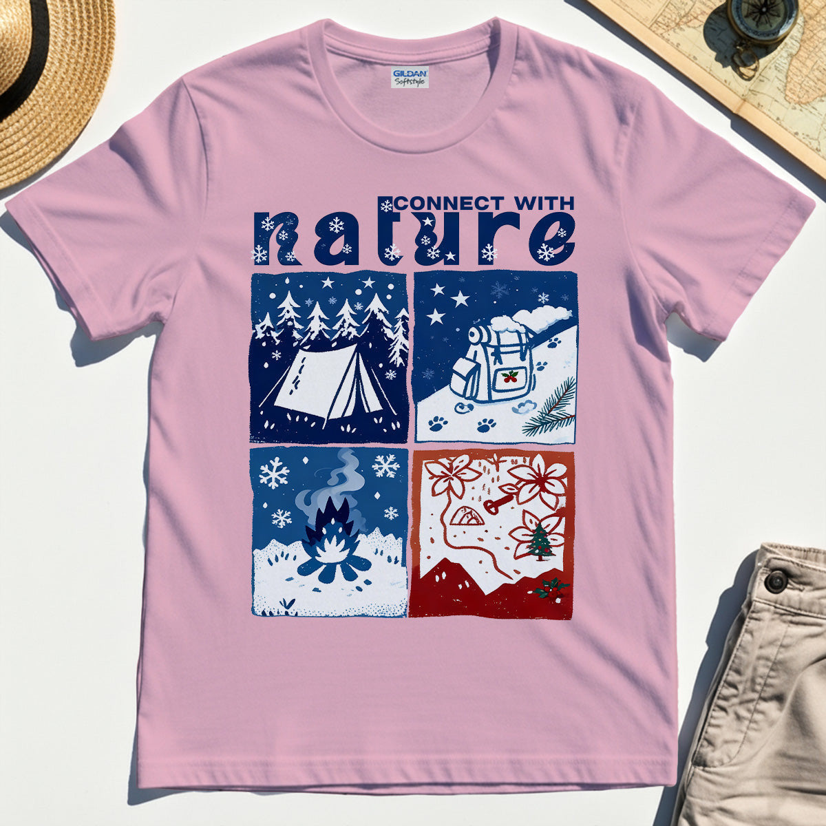 Connect With Nature Winter Camping T-Shirt
