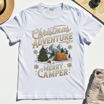 “Merry Camper” Christmas Adventure Holiday Camping Graphic Tee