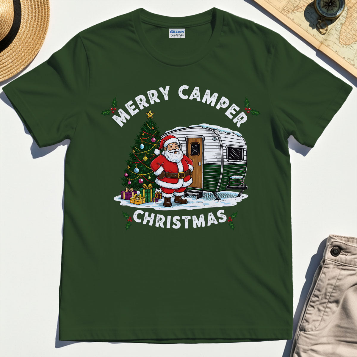 “Merry Camper Christmas” Outdoor Holiday Camper T-Shirt