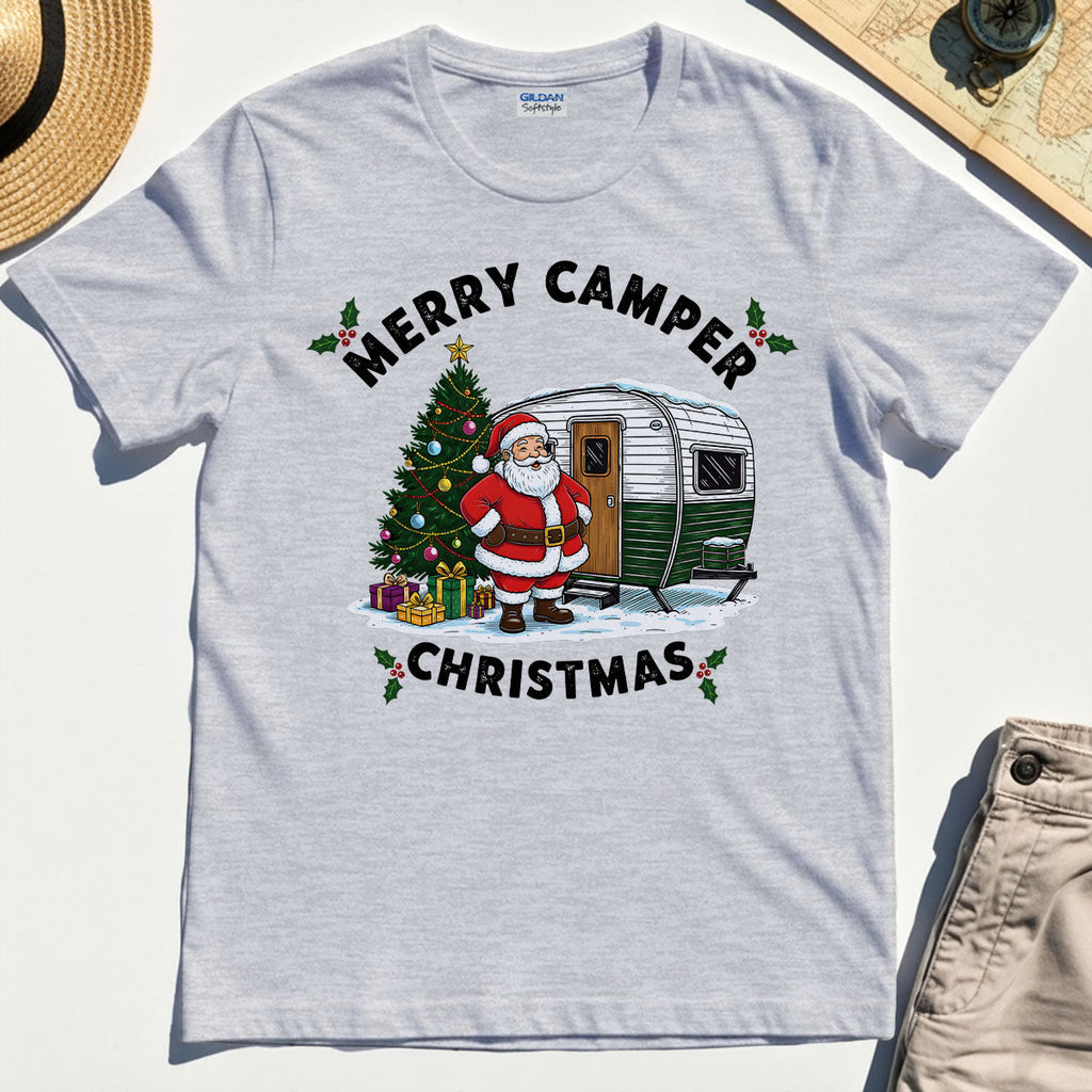 “Merry Camper Christmas” Outdoor Holiday Camper T-Shirt
