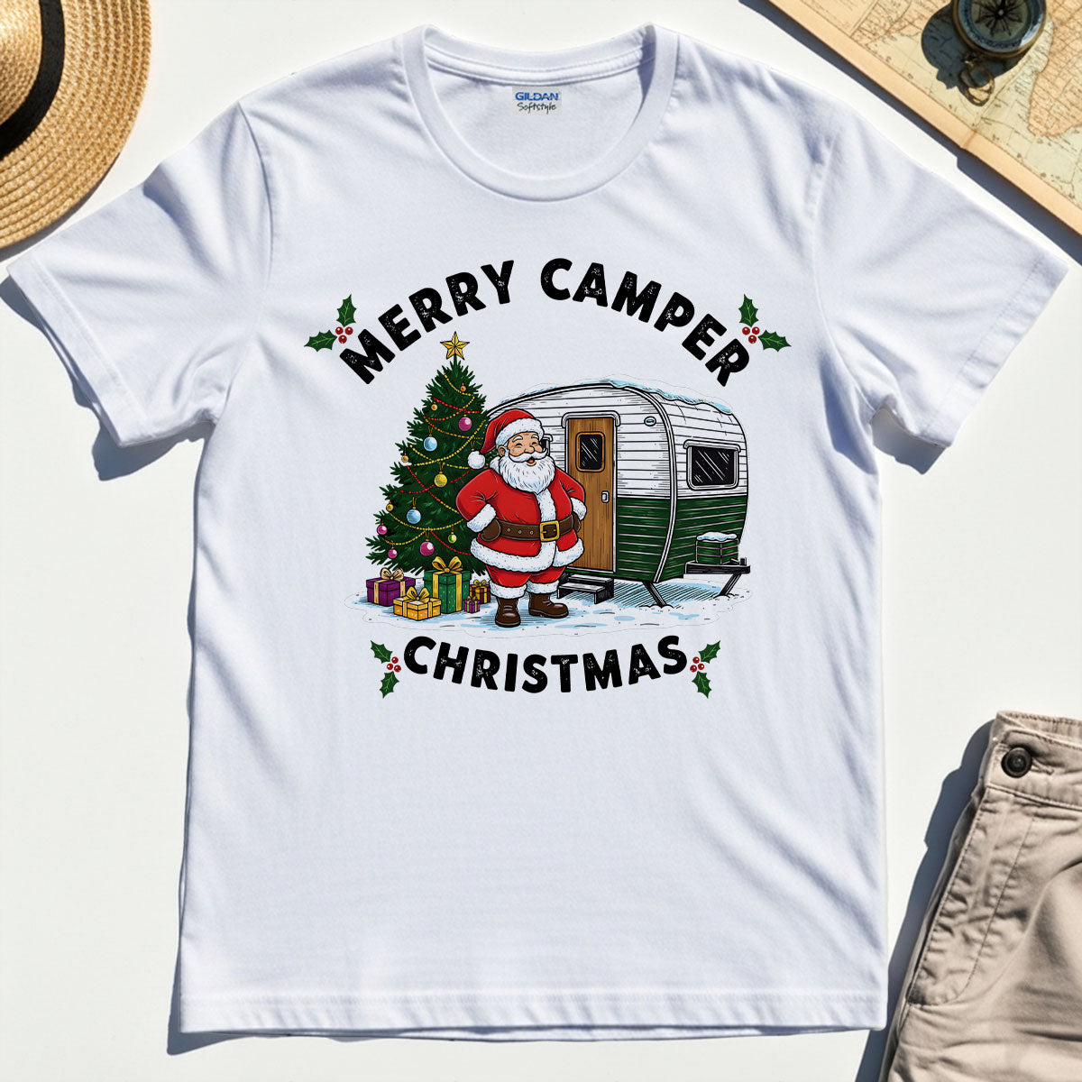 “Merry Camper Christmas” Outdoor Holiday Camper T-Shirt