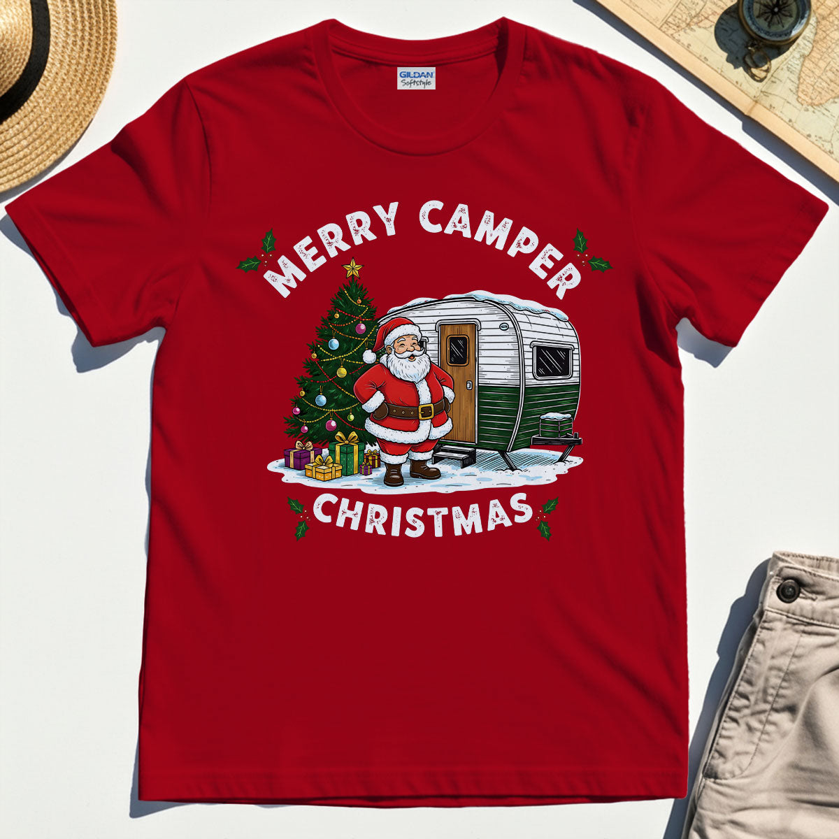 “Merry Camper Christmas” Outdoor Holiday Camper T-Shirt