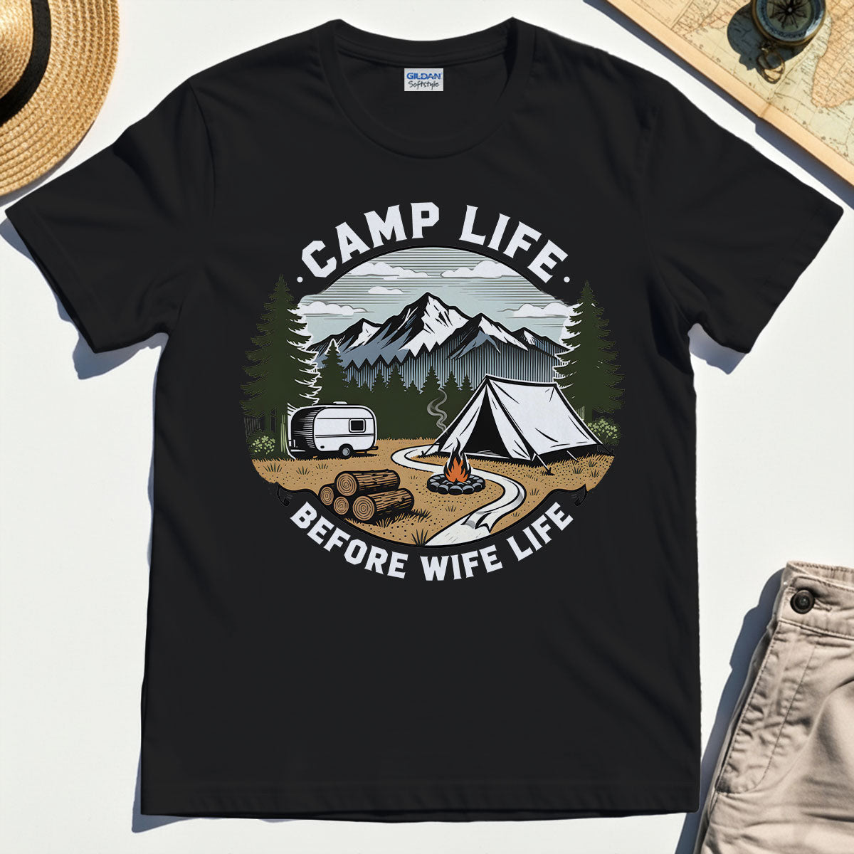 Funny Camp Life Before Wife Life For Camper T-Shirt