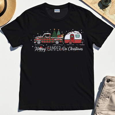 Vintage Happy Camper On Christmas Holiday T-Shirts