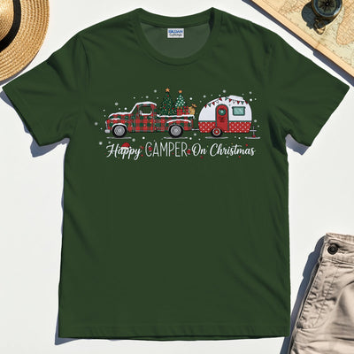 Vintage Happy Camper On Christmas Holiday T-Shirts