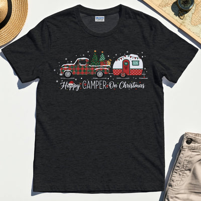Vintage Happy Camper On Christmas Holiday T-Shirts