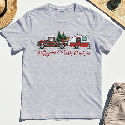 Vintage Happy Camper On Christmas Holiday T-Shirts