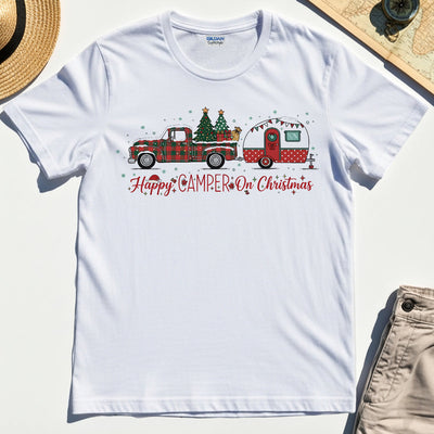 Vintage Happy Camper On Christmas Holiday T-Shirts