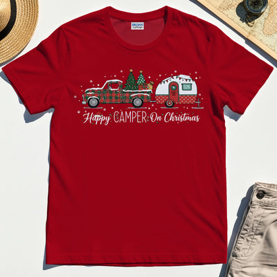 Vintage Happy Camper On Christmas Holiday T-Shirts