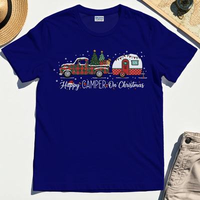 Vintage Happy Camper On Christmas Holiday T-Shirts