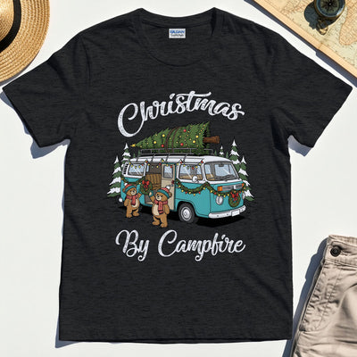 “Christmas By Campfire” Retro Van With Tree T-Shirt