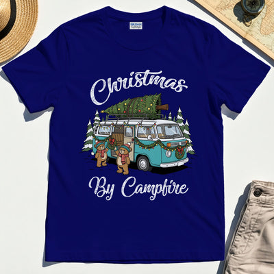 “Christmas By Campfire” Retro Van With Tree T-Shirt
