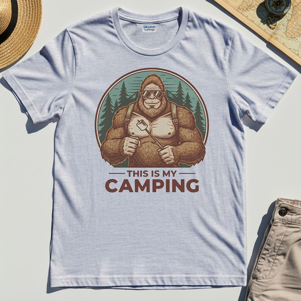 Funny Bigfoot Camping T-Shirt “This Is My Camping”