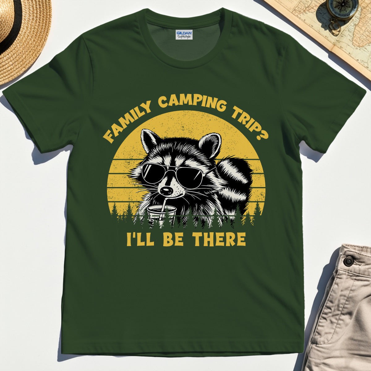 I’ll Be There Funny Raccoon Camping T-Shirt
