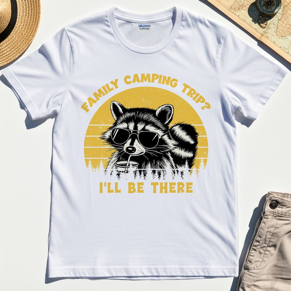 I’ll Be There Funny Raccoon Camping T-Shirt