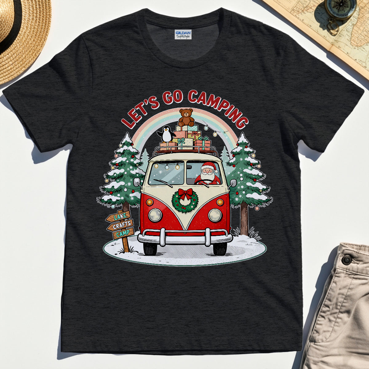 “Let’s Go Camping” Santa Road Trip Camping T-Shirt