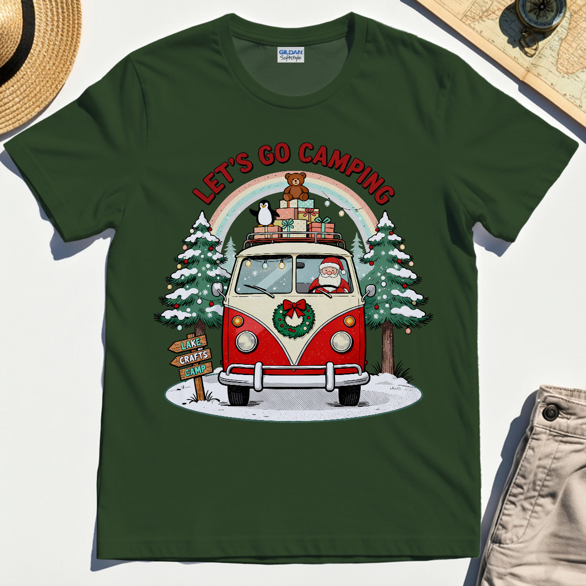 “Let’s Go Camping” Santa Road Trip Camping T-Shirt