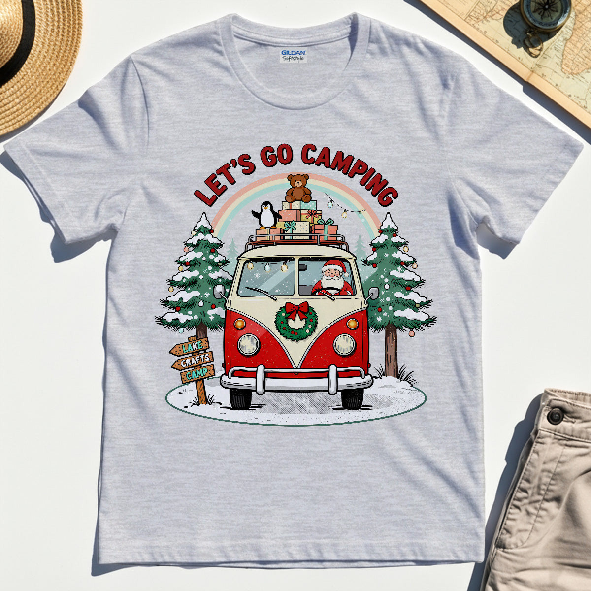 “Let’s Go Camping” Santa Road Trip Camping T-Shirt