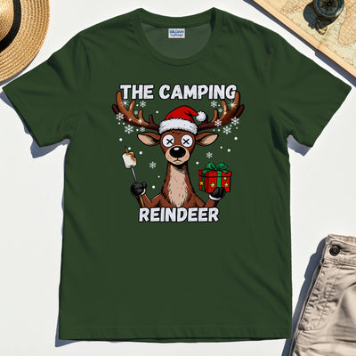 “The Camping Reindeer” Funny Camping Reindeer T-Shirt