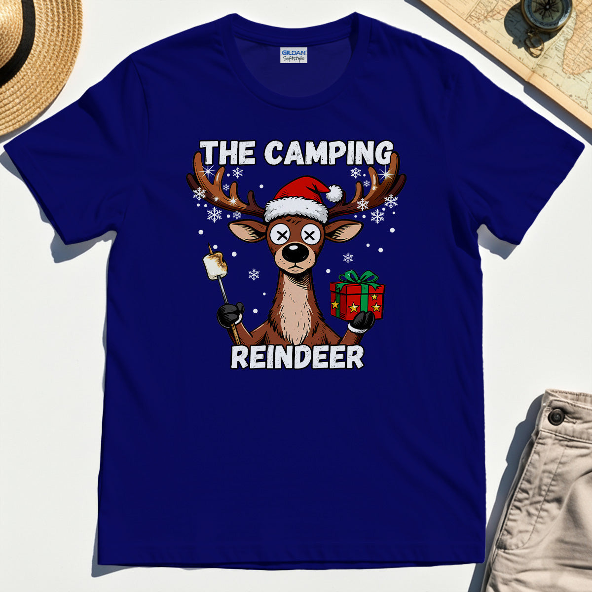 “The Camping Reindeer” Funny Camping Reindeer T-Shirt