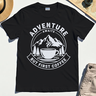 Adventure Coffee Lover Sage Green Camping T-Shirts