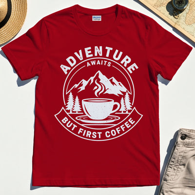 Adventure Coffee Lover Sage Green Camping T-Shirts