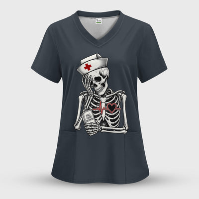 Funny Call Light Silencer Skeleton T-Shirt, Bedside Nurse Tee for Nurses and CNAs