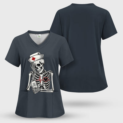 Funny Call Light Silencer Skeleton T-Shirt, Bedside Nurse Tee for Nurses and CNAs