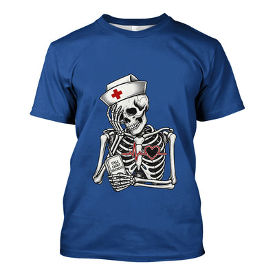 Funny Call Light Silencer Skeleton T-Shirt, Bedside Nurse Tee for Nurses and CNAs