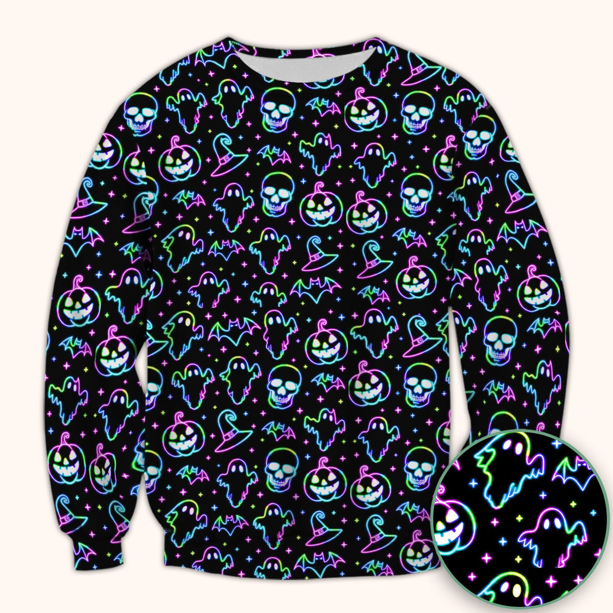 Pumpkin Skull Spooky Print Scrub Top, Comfortable Scrubs for Nurses