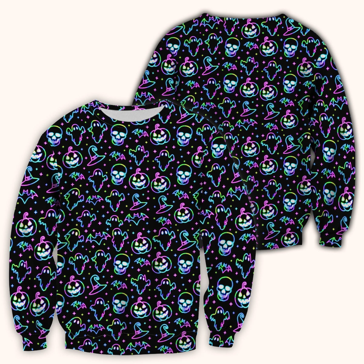 Pumpkin Skull Spooky Print Scrub Top, Comfortable Scrubs for Nurses