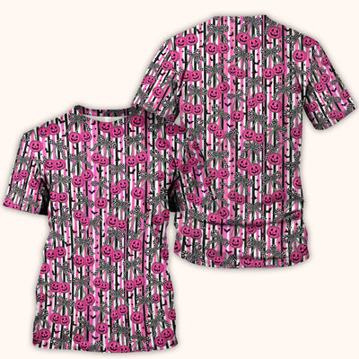 Halloween Bow Stripe Print Scrub Top, Comfortable Scrubs for Nurses