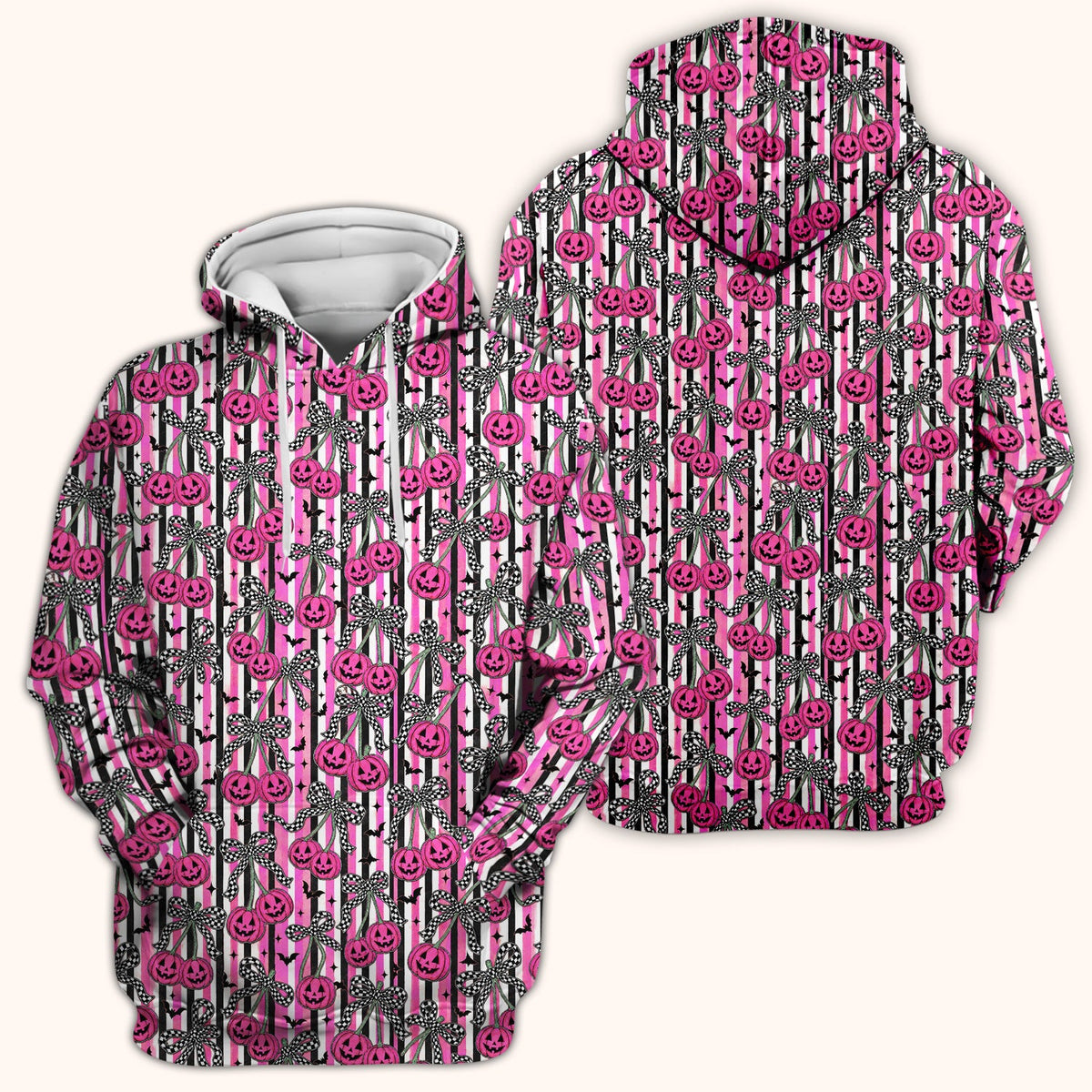 Halloween Bow Stripe Print Scrub Top, Comfortable Scrubs for Nurses