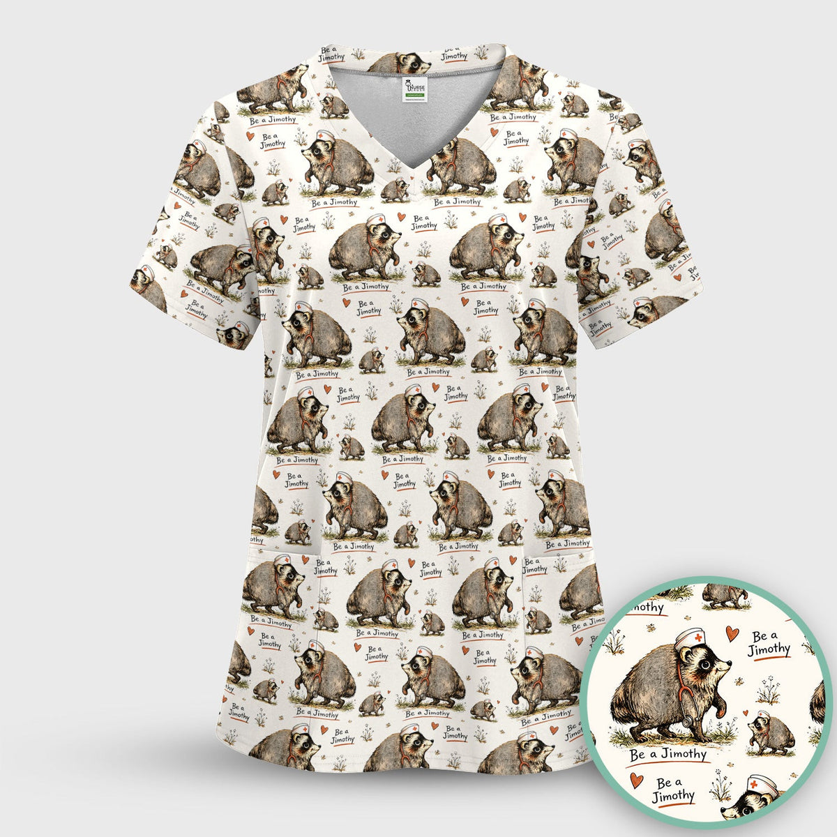 Funny Be A Jimothy Opossum Nurse Scrub Top, Comfortable Scrubs for Nurses