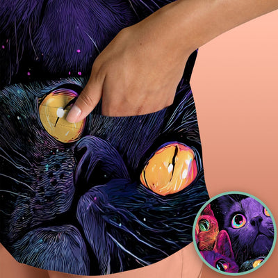 Colorful Neon Cat Faces Scrub Top, Comfortable Scrubs for Nurses